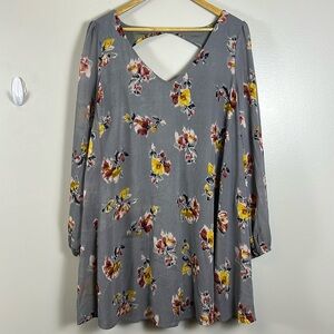 entro X Anthropologie gray baby doll long‎ sleeve oversized dress EUC